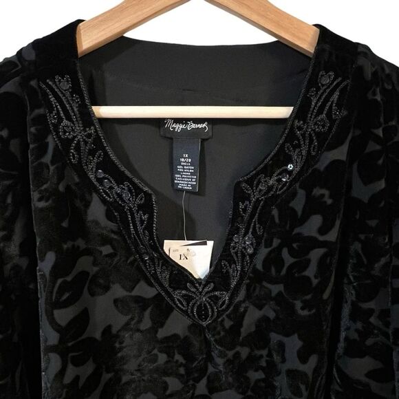 Maggie Barnes Womens Velvet Burnout Tunic Top Sz 1X Cocktail Loose Whimsigoth - Picture 3 of 8
